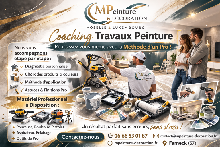 Coaching travaux peinture en Moselle : faites vous-même avec une méthode professionnelle